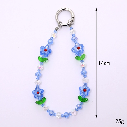 Handmade Glass Beaded Flower Phone Chain Wrist Strap Bag Charm Anti-lost Lanyard Women Fashion Decoration Accessory