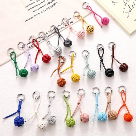 Portachiavi a Forma di Palla Intrecciata in Pelle Fatto a Mano per Donna Uomo Ciondolo per Borsa di Lusso Rotondo Accessorio Auto