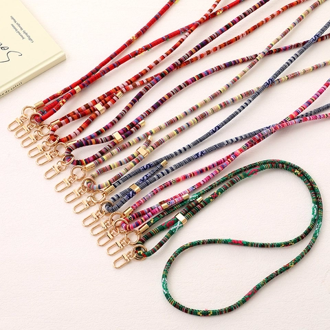 Ethnic Style Adjustable Woven Phone Lanyard Colorful Braided Rope Crossbody Strap Metal Buckle Women Phone Accessory