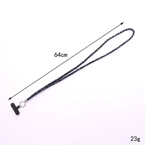 Cordón de Teléfono de Mezclilla con Lentejuelas Cadena Cruzada con Hebilla de Metal Parche Universal para Mujer