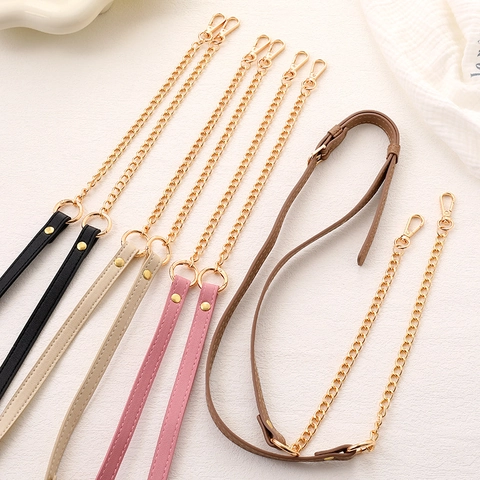 Adjustable PU Leather Metal Chain Bag Strap Versatile Crossbody Phone Chain Replacement Shoulder Strap Handbag Accessories For Women