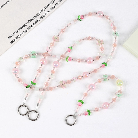 Exquisita Cadena de Bandolera de Tulipán con Cuentas de Estrellas Correa de Teléfono Colgante de Bolso Floral Accesorio de Moda para Mujer Niña Regalo Decorativo