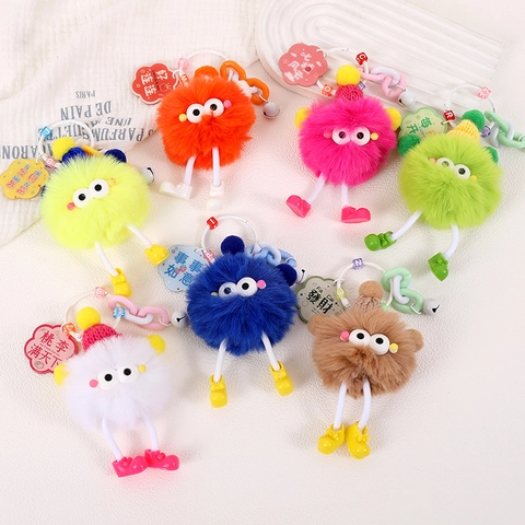 Simpatico Portachiavi Mostro in Peluche Con Gambe Lunghe Campanello Perline Lettere per Borse Zaini Donna Bambini Accessori Moda