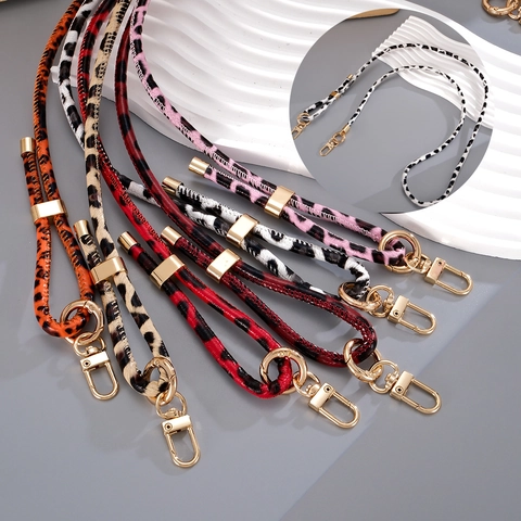 Vintage Leopard Print PU Leather Adjustable Phone Lanyard Crossbody Bag Charm Fashion Strap Accessory For Women