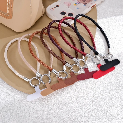 Fashion Snake Pattern Leather Phone Lanyard Anti-lost Hand Woven Wrist Strap Mobile Phone Charm With Metal Clasp For Women Men