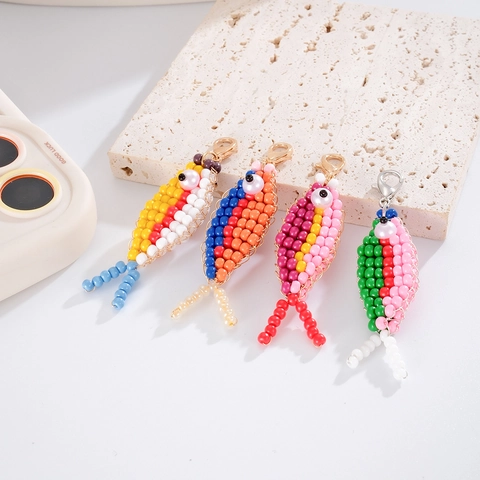 Handgeweven Kleurrijke Vis Kralen Sleutelhanger Tasbedel Mode Kunstparel Hanger Accessoire Voor Dames Meisjes