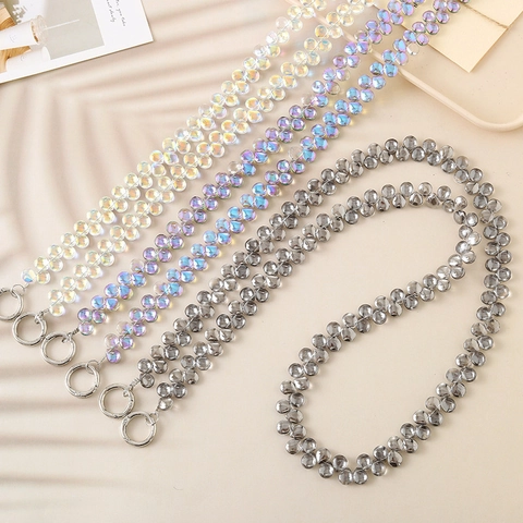 Correa de Teléfono de Cuentas de Acrílico a la Moda Cadena de Bandolera para Mujer Accesorios de Bolso con Gancho de Metal