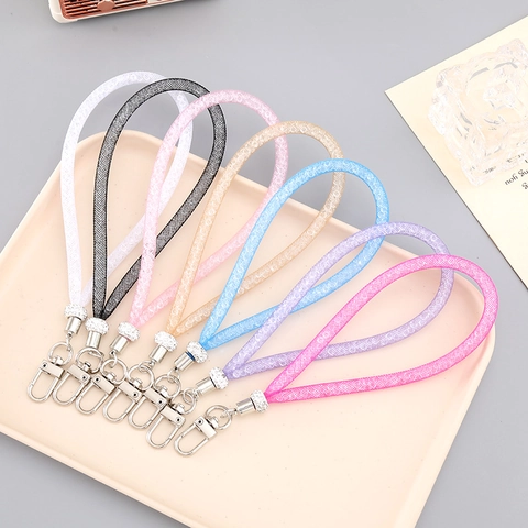 Ins Mode Strass Netzrohr Schlüsselanhänger Für Damen Tasche Anhänger Herz Ring Anhänger Handgelenk Handyband Gurt Zubehör