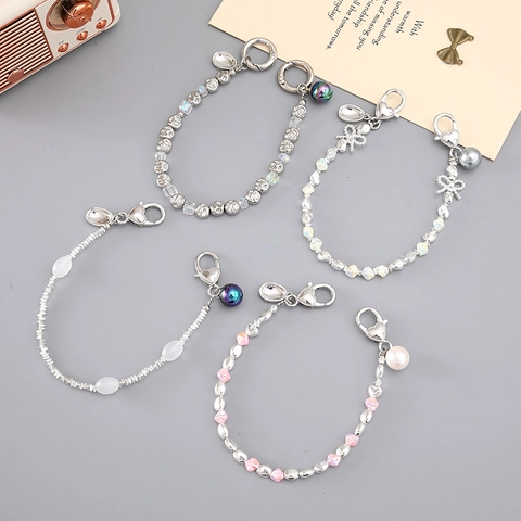 Unregelmäßige Künstliche Perlenimitat Künstliche Perlen Handykette Herz Karabinerverschluss Gurt Tasche Schlüsselanhänger Anhänger Damen Schmuck