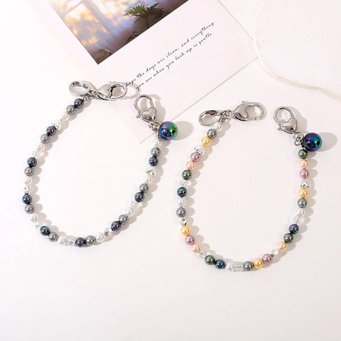 Modische Künstliche Perlen-Taschenkette Herzverschluss Handy-Lanyard-Riemen Irisierende Künstliche Perlen-Muschel-Charm-Zubehör Für Damen