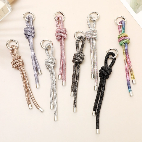 Llavero de Cadena de Diamantes de Imitación de Gama Alta Colgante de Cristal Brillante Amuleto de Bolso Cordón de Teléfono para Mujer
