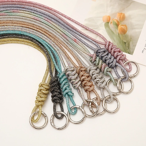 Llavero de Cadena de Strass de Lujo Colgante para Bolso de Borla Larga Cordón de Teléfono Brillante de Bricolaje Accesorios de Joyería de Moda para Mujeres