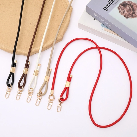 Adjustable PU Leather Phone Lanyard Crossbody Bag Strap Replacement With Gold Metal Buckle Fashion Anti-lost Decoration For Women