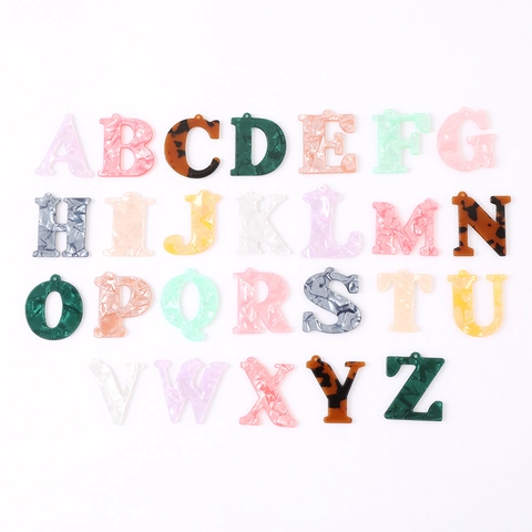 26 English Letters Acrylic Charms Set Marble Tortoiseshell Pattern Pendants For DIY Jewelry Making Bag Decoration Women