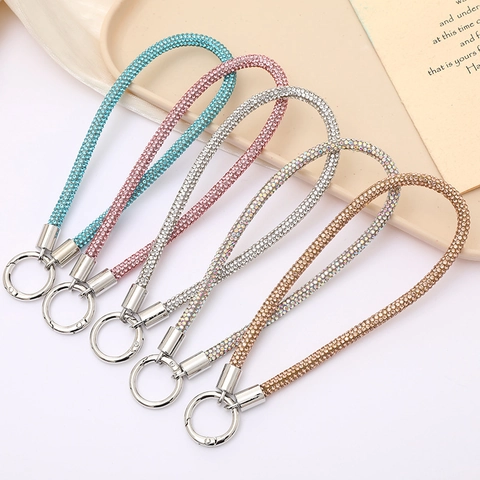 Cadena de Amuleto de Teléfono de Strass Brillante de Alta Gama Llavero de Diamantes de Lujo para Accesorio de Bolso de Mujer