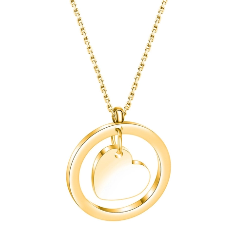 Minimalistische Roestvrijstalen Ronde Holle Cirkel Hart Hanger Ketting Voor Vrouwen Initiële Letter Stijl Mode Sieraden Cadeau