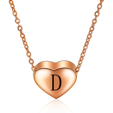 304 Roestvrij Stalen Roségoud Hart 26 Initialen Hanger Ketting Voor Vrouwen Mode Hartvormige Spiegel Metalen Sieraden Cadeau