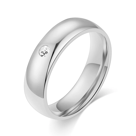 Anello Minimalista in Acciaio Inossidabile Con Strass Singolo Anello Lucidato per Uomo Donna Gioielli di Moda Semplice Anello di Coppia