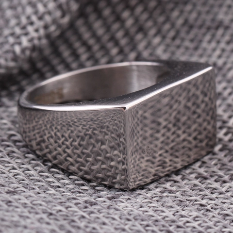 Minimalistischer Rechteckiger Flacher Siegelring Aus Edelstahl Polierter Schmuck Für Herren Damen