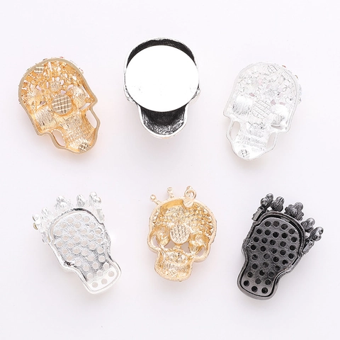 Halloween Skull Ghost Pendants Alloy Rhinestone Enamel Charms For DIY Jewelry Making Crafts Accessories Festive Party Decor