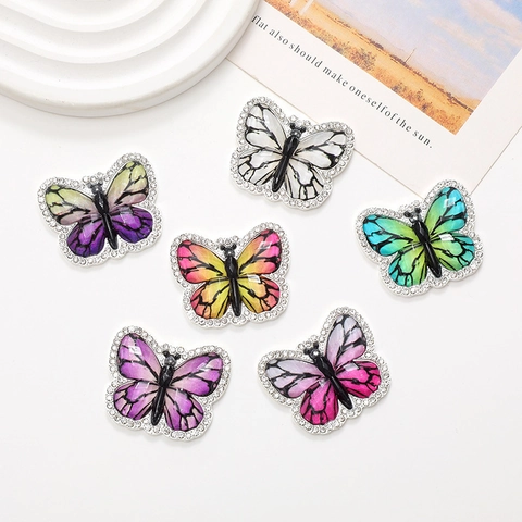 DIY Butterfly Jewelry Accessories Alloy Rhinestone Colorful Butterfly Patches For Phone Case Car Air Vent Shoes Decoration