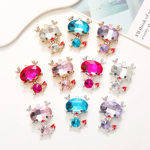 Cartoon Legering Draak Charms Met Strass Inleg Voor DIY Sieraden Maken Telefoonhoesje Decoratie Knutselbenodigdheden Schattige Draak Hangers