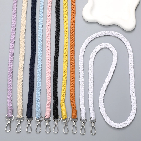 Hand-Woven Faux Leather Phone Lanyard Crossbody Shoulder Strap With Metal Lobster Clasp Anti-Lost Chain For Bag Phone Case