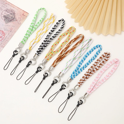 Handwoven Polyester Cotton Blend Phone Wrist Strap Wide Braided Rope Lanyard For Women Korean Style Anti-lost Smartphone Accessories