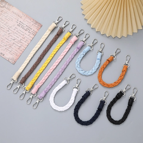 Hand-Woven Braided Phone Lanyard Strap For Women Korean Style Bag Replacement Handle Chain Multi-Color Wrist Strap Accessory