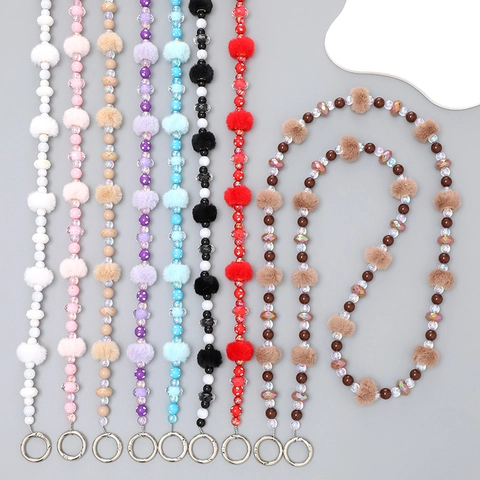 Mode Plüsch Perle Handykette Gurt Für Damen Crossbody Taschengurt Künstliche Perle Legierung Verschluss Zubehör