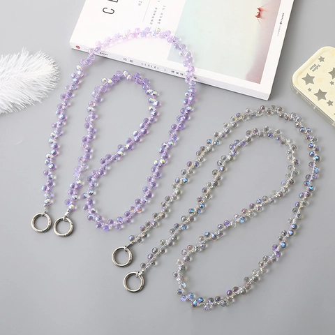 Iriserend Waterdruppel Gekraalde Tasketting Crossbody Accessoire Voor Dames Mode Telefoon Lanyard Met Metalen Veerring Gesp