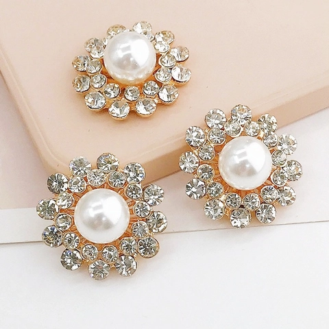 Zinc Alloy Rhinestone Artificial Pearl Flower DIY Shoe Charms For Phone Case Decoration Fashion Craft Jewelry Accessory