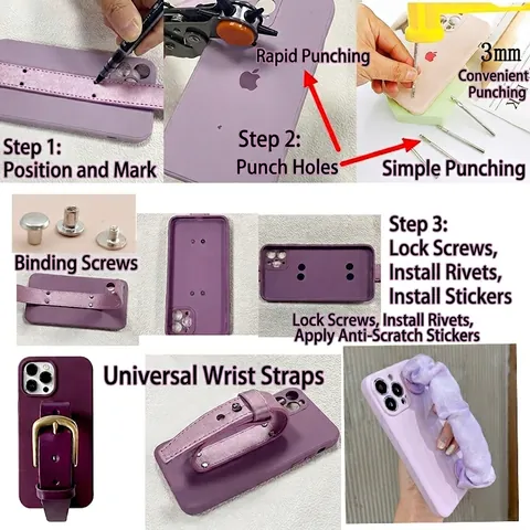 Mode Mikrofaser Leder Verstellbare Handgelenkschlaufe Mit Metallniete Für DIY Handyhülle Tasche Damen Schmuck Zubehör