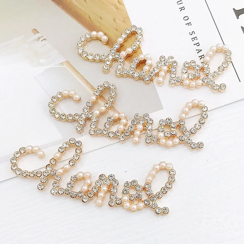 Luxury Alloy Rhinestone Artificial Pearl Letter Flower Bear Charms For DIY Phone Case Shoe Decoration Jewelry Accessories Women Fashion