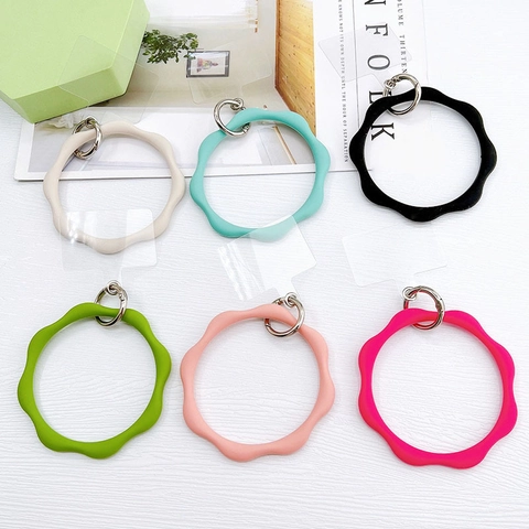 Wellen Silikon Handy Armband Gurt Mit Metallring Transparente Karte Anti-Verlust Hand Schlüsselanhänger Für Damen Handy Schmuck