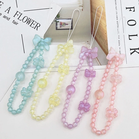 Süße Meerjungfrau Harz Perlen Handy Lanyard Bär Schleife Anhänger Handy Gurt Für Damen Geschenk Ästhetischer Koreanischer Stil Perlen Mobile Charm