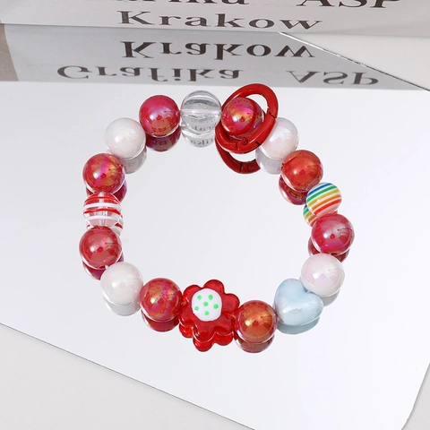 Bracciale Portachiavi Kawaii Fatto a Mano con Perline per Donna Ragazza Colorato in Resina Mostro Fiore Cuore Ciondolo Borsa Catena Telefono