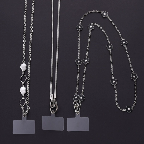 Mode Metalllegierung PVC Handy Kette Crossbody Hals Lanyard Anti-Fall Handy Strap Mit Blumen Geometrischen Charms Damen