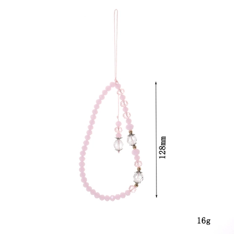 Sweet Pink Beaded Phone Lanyard Anti-Loss Wrist Strap For Women Plastic Acrylic Beads Alloy Accents Phone Accessory Gift