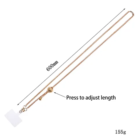 Adjustable Metal Crossbody Phone Lanyard Chain With Rhombus Ball Decoration Universal Attachment Tab Gold Silver Alloy Strap Women Fashion Tech Accessory