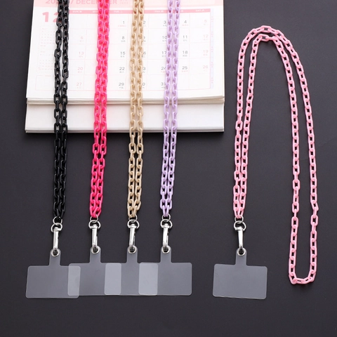 Cadena para Teléfono de Acrílico Crossbody Color Caramelo Cadena de Plástico Cordón para Teléfono Antipérdida Para Mujeres