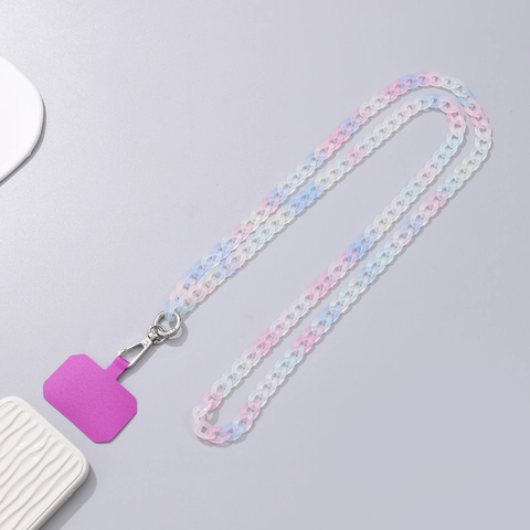 Macaron Colorful Acrylic Mobile Phone Chain Crossbody Lanyard Anti-Lost Shoulder Strap With Metal Clip And Phone Patch