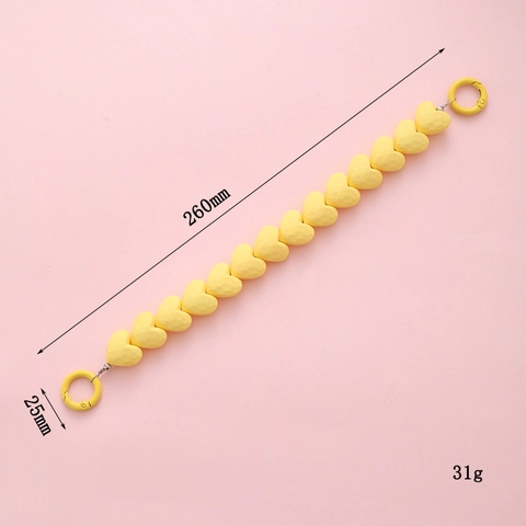 Heart Beaded Phone Chain Handheld Strap Plastic Handmade Colorful Matte Heart Phone Case Pendant Water Cup Hanging Chain For Women