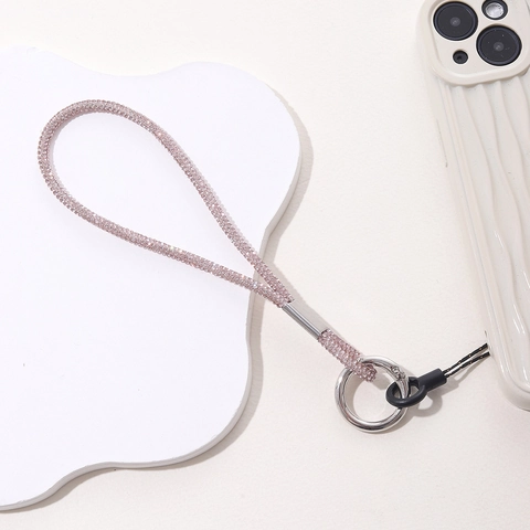 Lussuoso Cinturino da Polso per Telefono in Strass Lega Bling Diamante Catena per Telefono Anti-smarrimento per Donna Accessorio Mobile