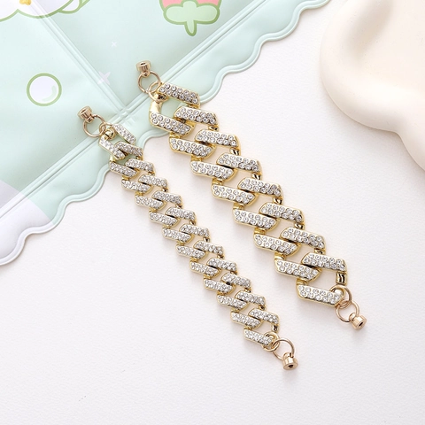 Luxurious Rhinestone Cuban Chain Phone Strap Plastic Resin Alloy Anti-drop Phone Case Bracelet Wrist Chain For Women Phone Hanging Decor