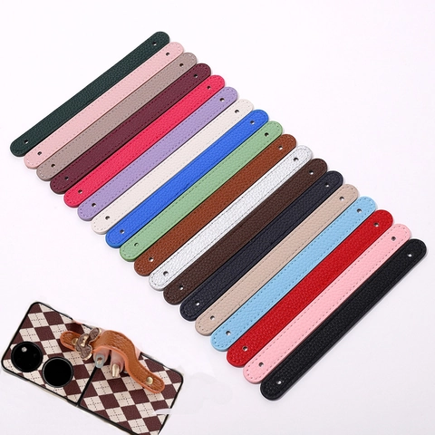 Cinturino da Polso in Pelle PU con Motivo Litchi Cordino per Custodia Telefono Decorazione Anticaduta Accessori per Cellulari Donna Borsa DIY