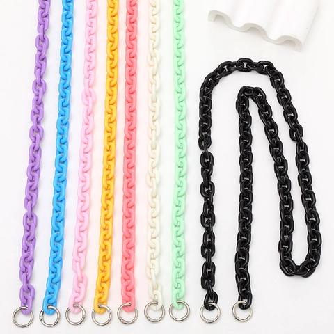 Colorful Acrylic Link Chain Phone Lanyard Crossbody Bag Strap With Metal Rings Anti-Lost Durable Plastic Decorative Shoulder Belt For Women