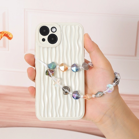Irregular Crystal Beaded Phone Charm Aesthetic Colorful Jelly Butterfly Phone Lanyard Anti-Lost Wrist Strap Accessory