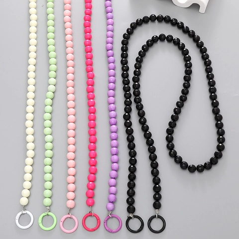Cordón para Teléfono de Acrílico Color Caramelo Perla de Tierra Cadena Larga Cruzada Mujer Anti-Pérdida Accesorio de Bolso