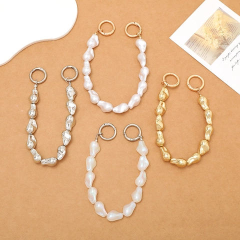 Irregular Baroque Bead Bag Chain For Women Fashion Mobile Phone Case Hanging Strap Purse Extension Chain Metal Clasps